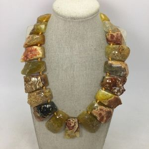 925 Sterling silver Stamped LUC on clasp necklace  stone 🪨STATEMENT NECKLACE